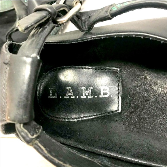 NWOT L.A.M.B. Bellatrix Black Leather Strappy Sandals🌵 - Picture 7 of 8